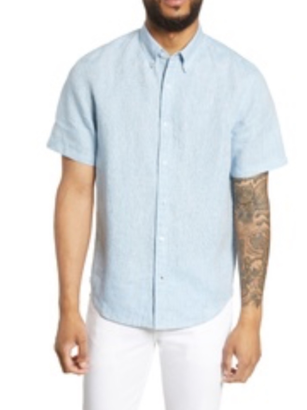 Club Monaco Denim Short-Sleeve Button-Up Shirt